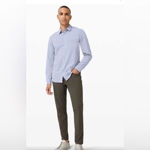 Lululemon Commission Mens Cotton Blend Long Sleeve Button Up Shirt Size L Blue